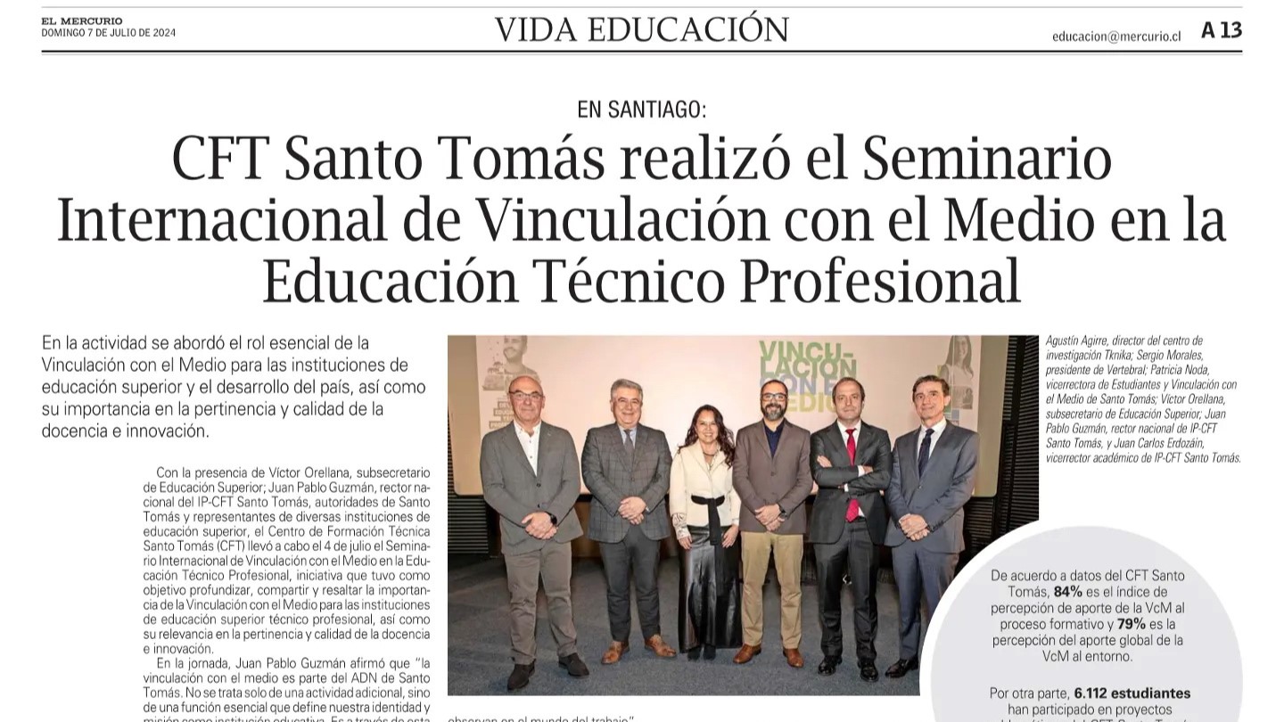 CFT Santo Tomás realizó el Seminario Internacional de Vinculación con el Medio en la Educación Técnico Profesional